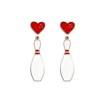 Love Bowling Enamel Dangle Earrings