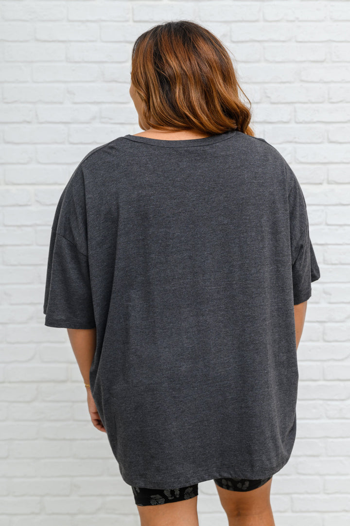 Boxy V Neck Boyfriend Tee In Charcoal (Ships in 1-2 Weeks)