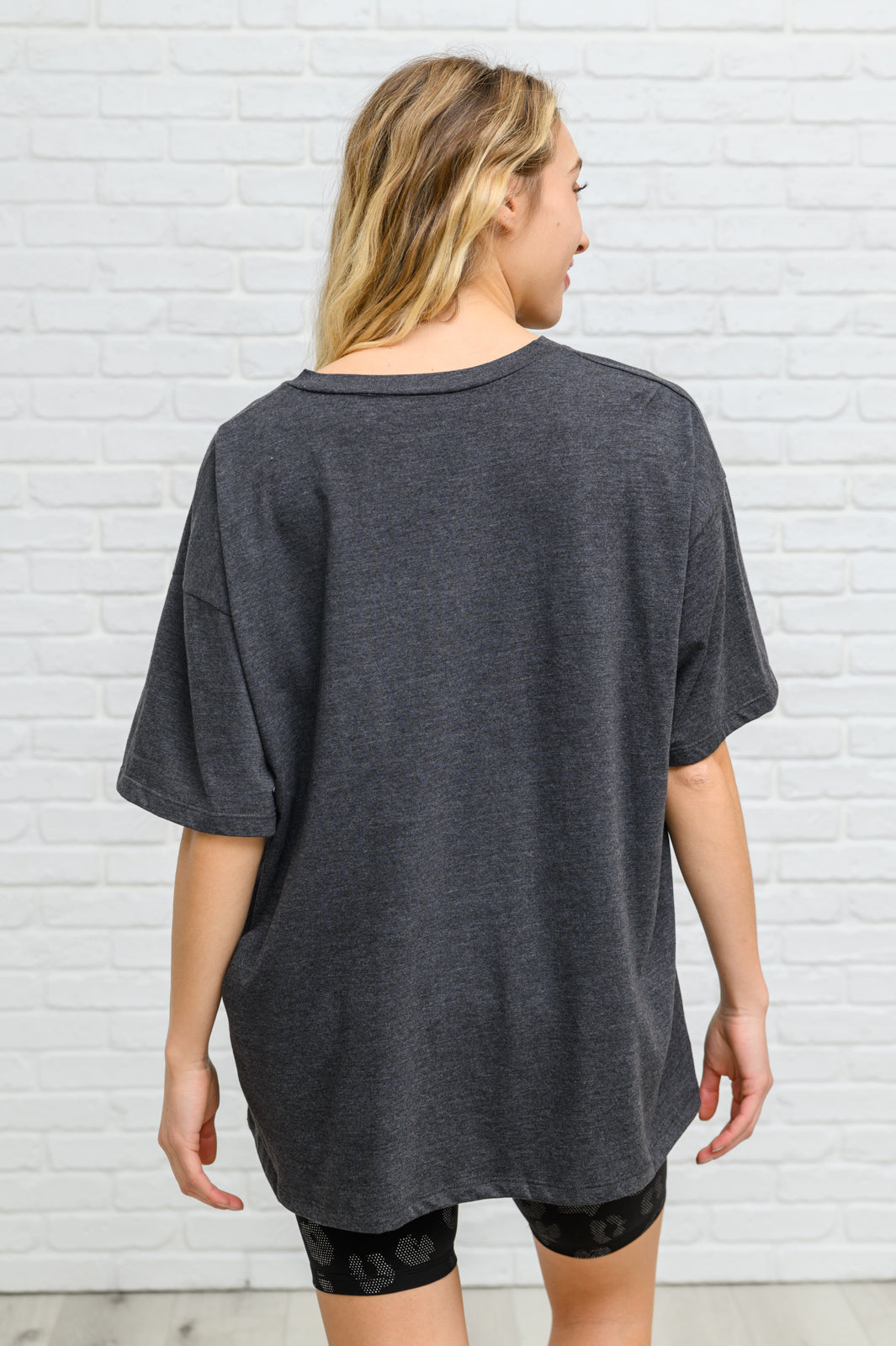 Boxy V Neck Boyfriend Tee In Charcoal (Ships in 1-2 Weeks)