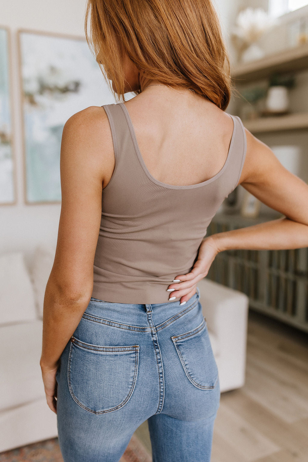 Carefree Seamless Reversible Midi Tank in Light Mocha