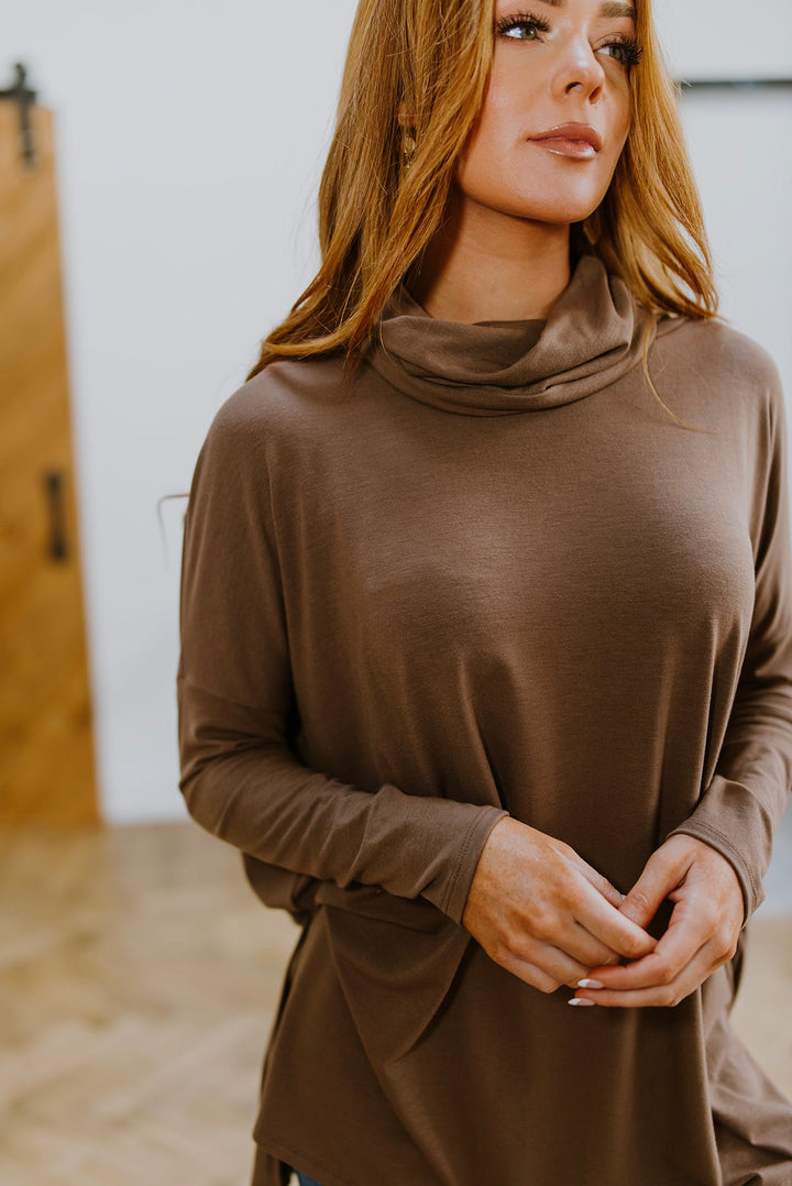 Comfort First Cowl Neck Hi-Low Long Sleeve (Ships in 2-3 Weeks)