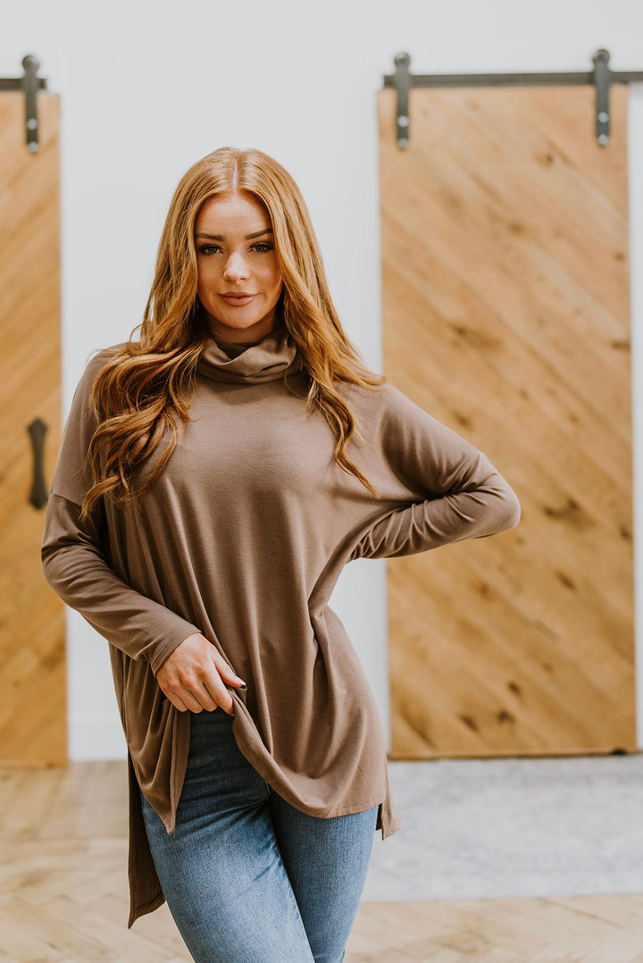 Comfort First Cowl Neck Hi-Low Long Sleeve (Ships in 2-3 Weeks)