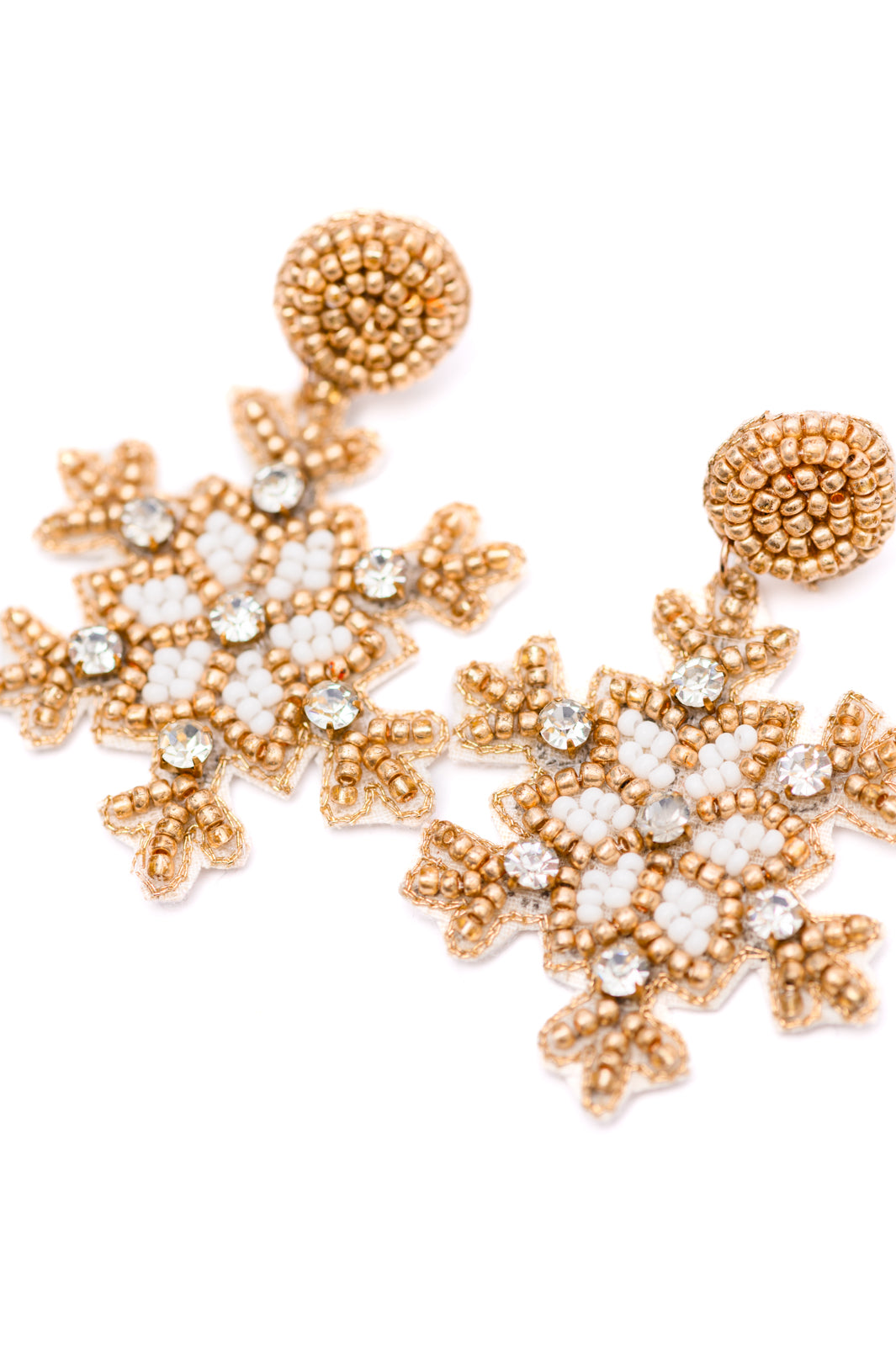 Glitz And Glam Beaded Snowflake Earrings (Ships in 1-2 Weeks)