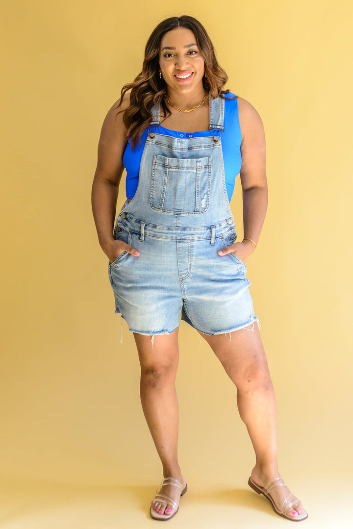 Devon Distressed Shortalls by Judy Blue