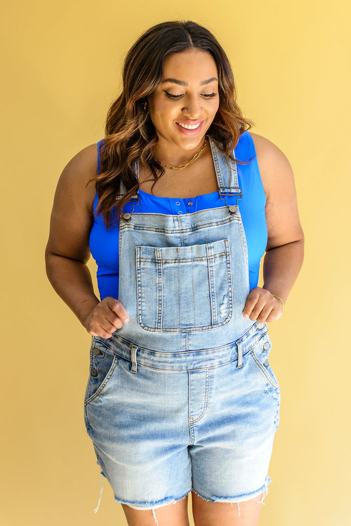 Devon Distressed Shortalls by Judy Blue