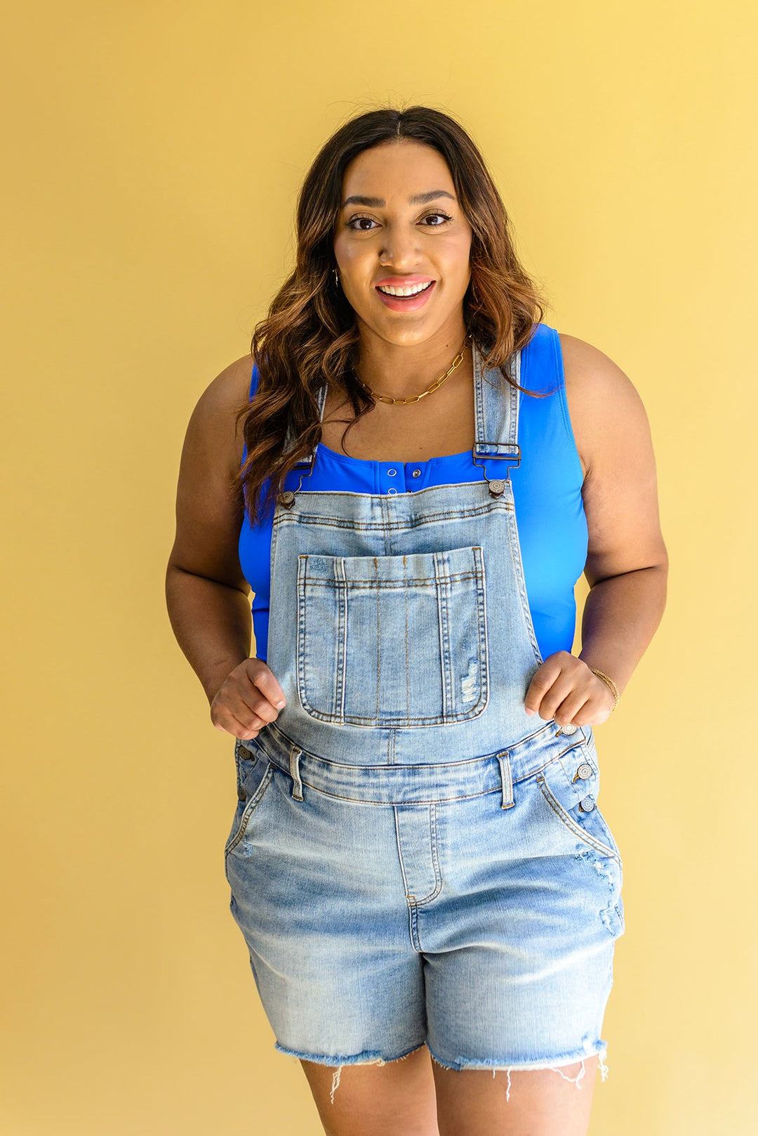 Devon Distressed Shortalls by Judy Blue