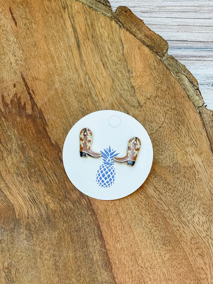 Brown Cowboy Boot Signature Enamel Studs by Prep Obsessed