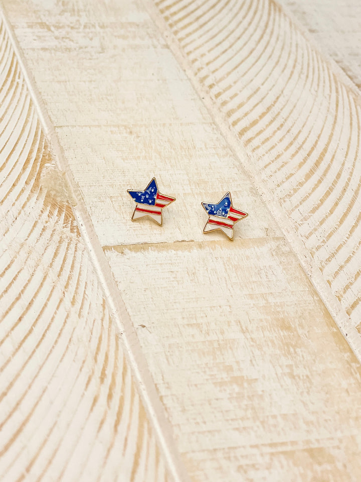 American Flag Star Signature Enamel Studs by Prep Obsessed