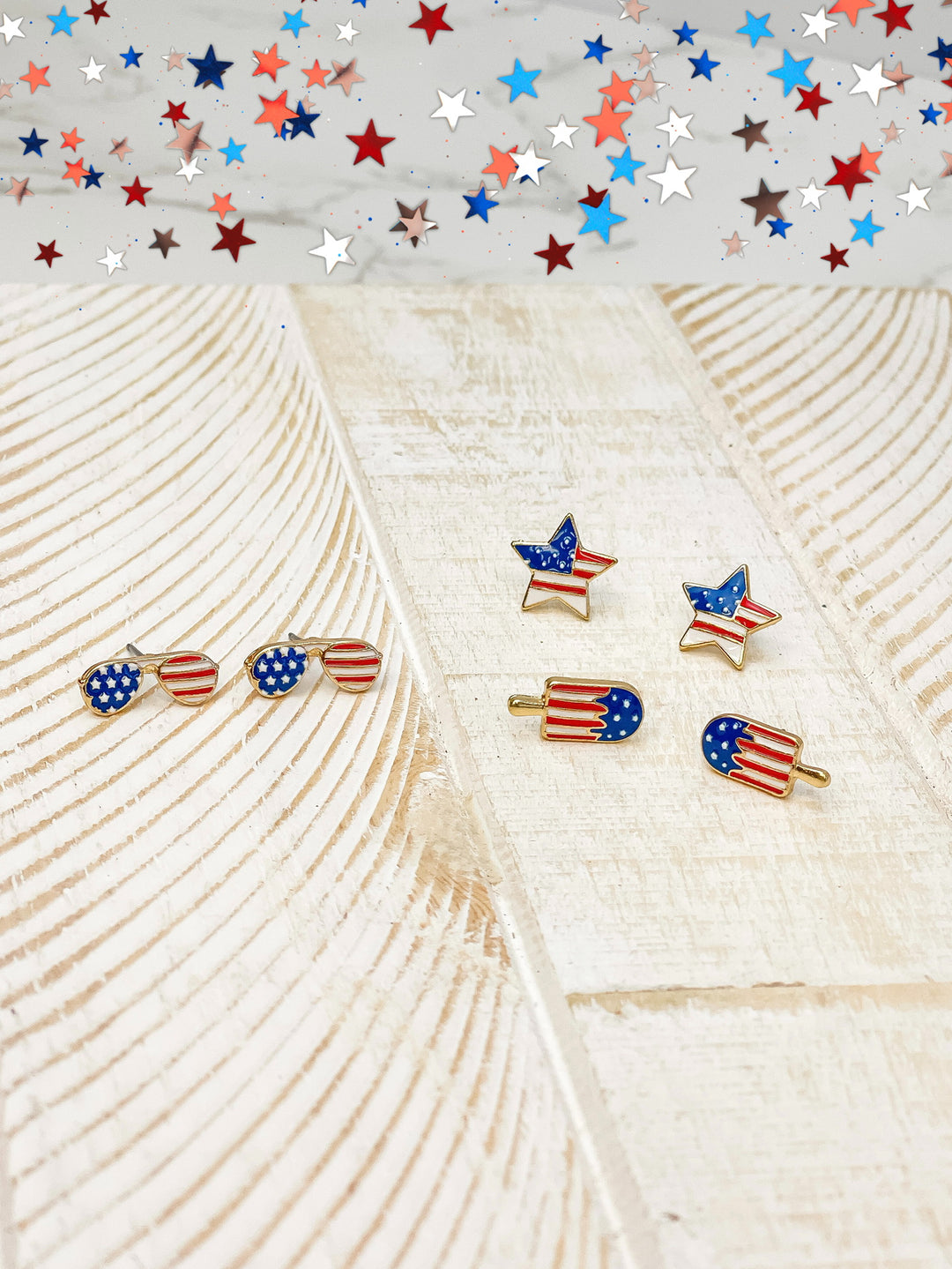 American Flag Star Signature Enamel Studs by Prep Obsessed