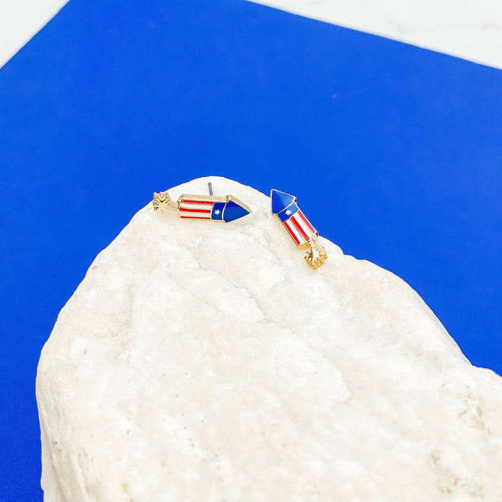 4th of July Rocket Signature Enamel Studs by Prep Obsessed