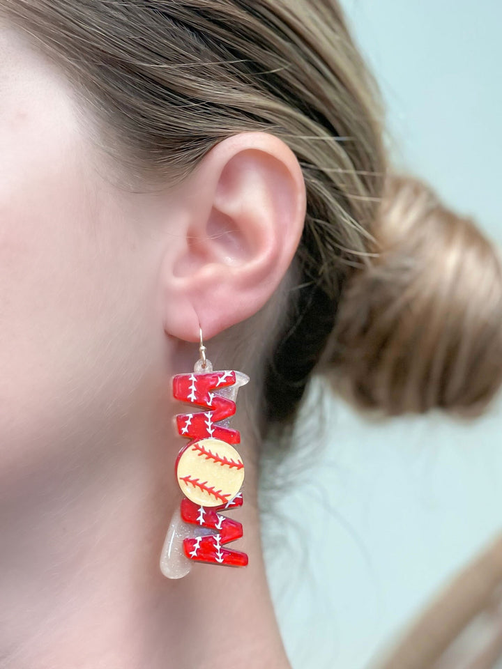 Softball 'Mom' Dangle Earrings