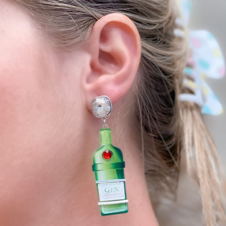 Gin Bottle Crystal Dangle Earrings