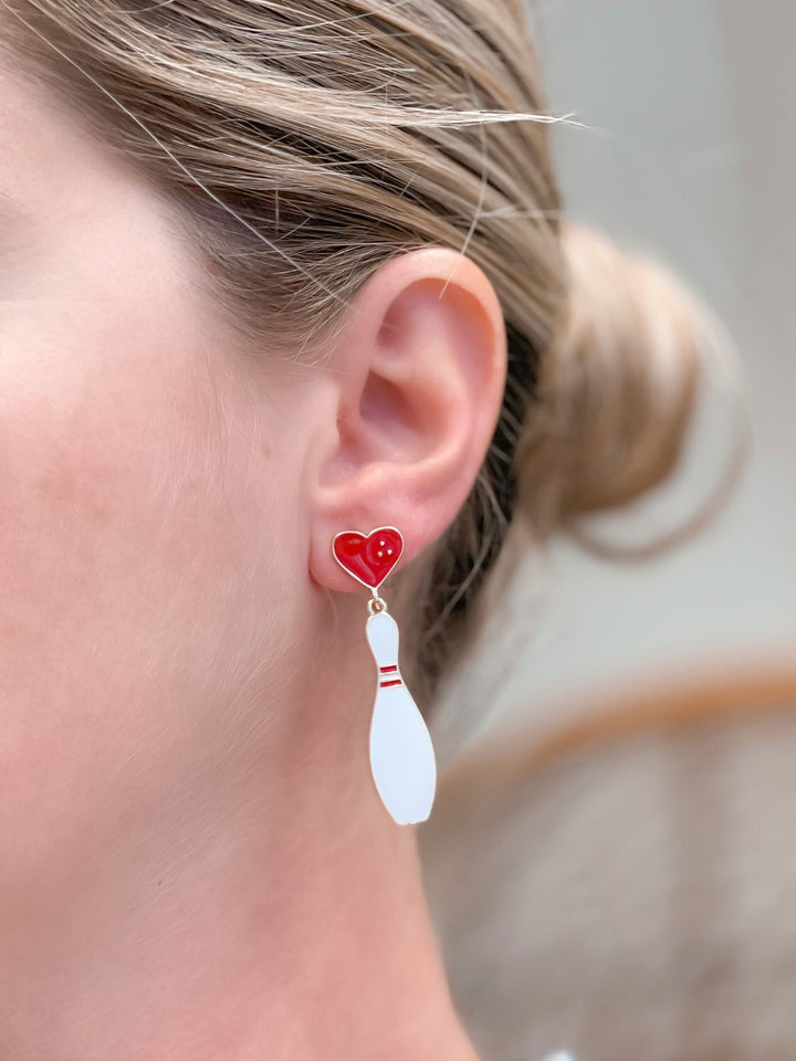 Love Bowling Enamel Dangle Earrings