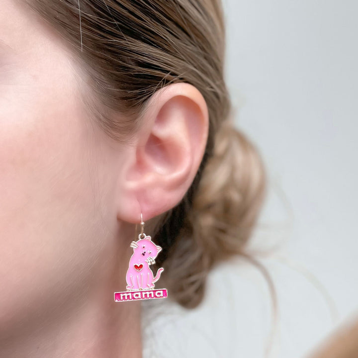 Kitty Cat 'Mama' Dangle Earrings