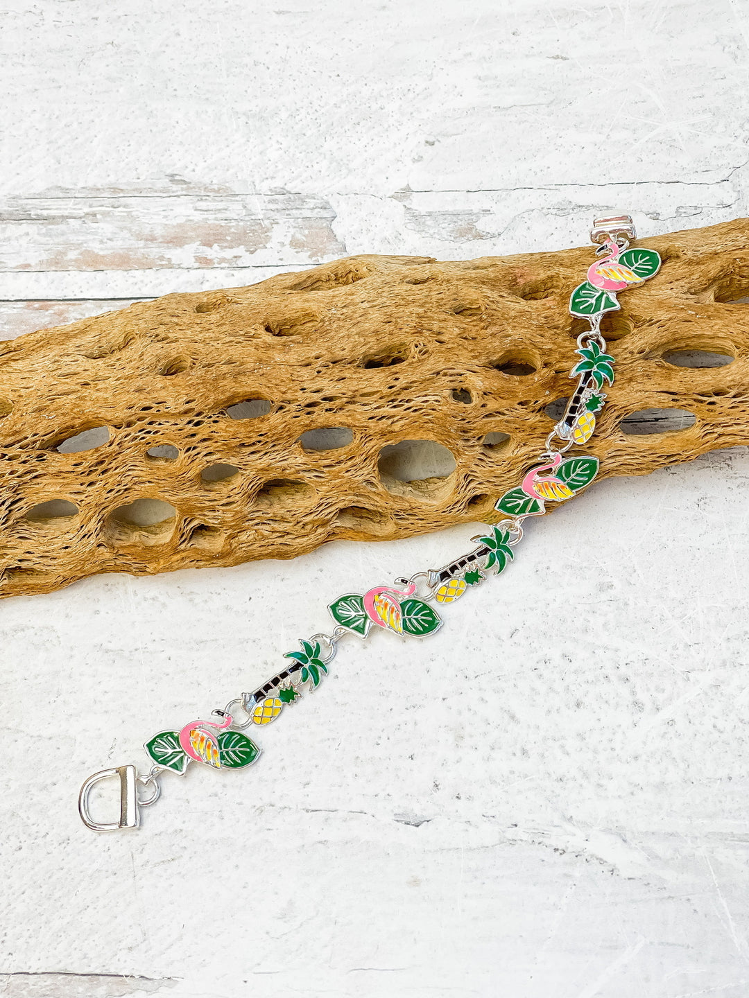 Magnetic Enamel Bracelet - Tropical Flamingo