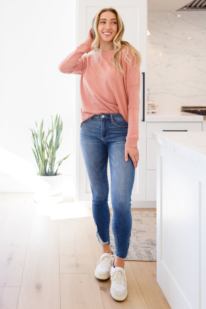 Fun Beginnings Raglan Top In Dusty Mauve