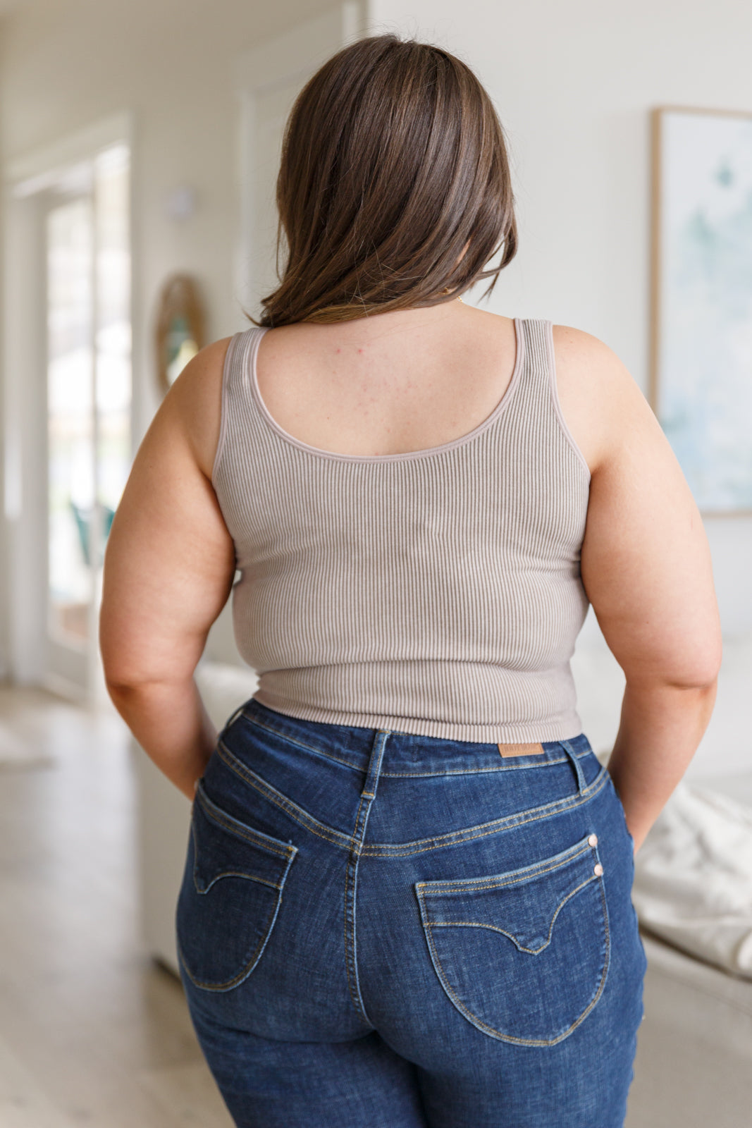 Fundamentals Ribbed Seamless Reversible Tank in Light Mocha (Ships in 1-2 Weeks)