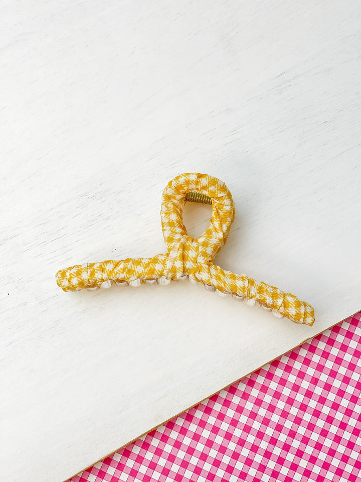 Gingham Claw Hair Clip - Yellow