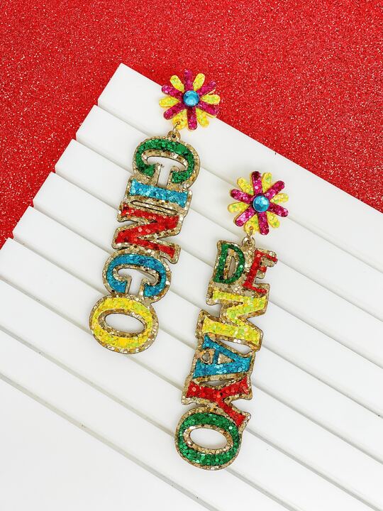 Glitter 'Cinco De Mayo' Drop Earrings