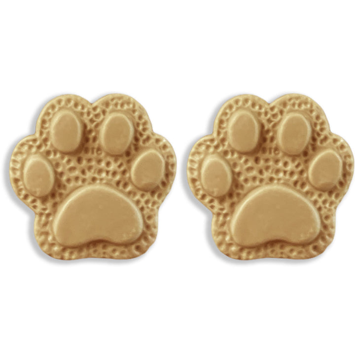 Clay Paw Print Stud Earrings - Brown