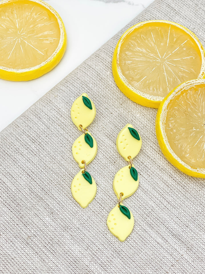 Lemon Charm Dangle Earrings