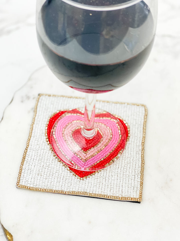 Multi Heart Seed Bead Coaster