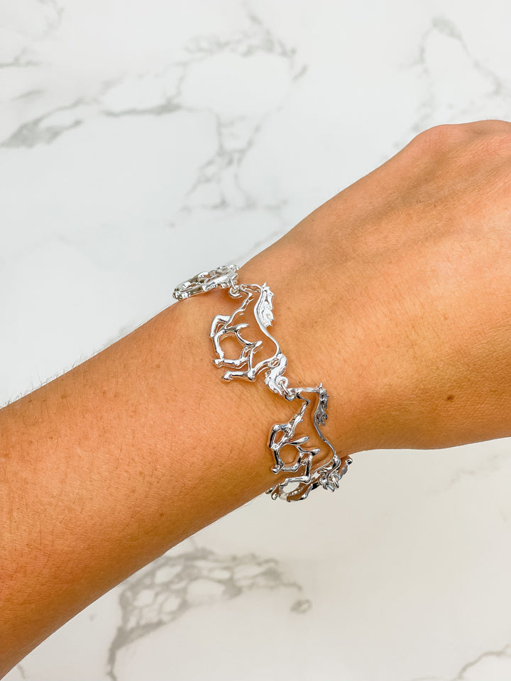 Silver Horse Magnetic Bracelet