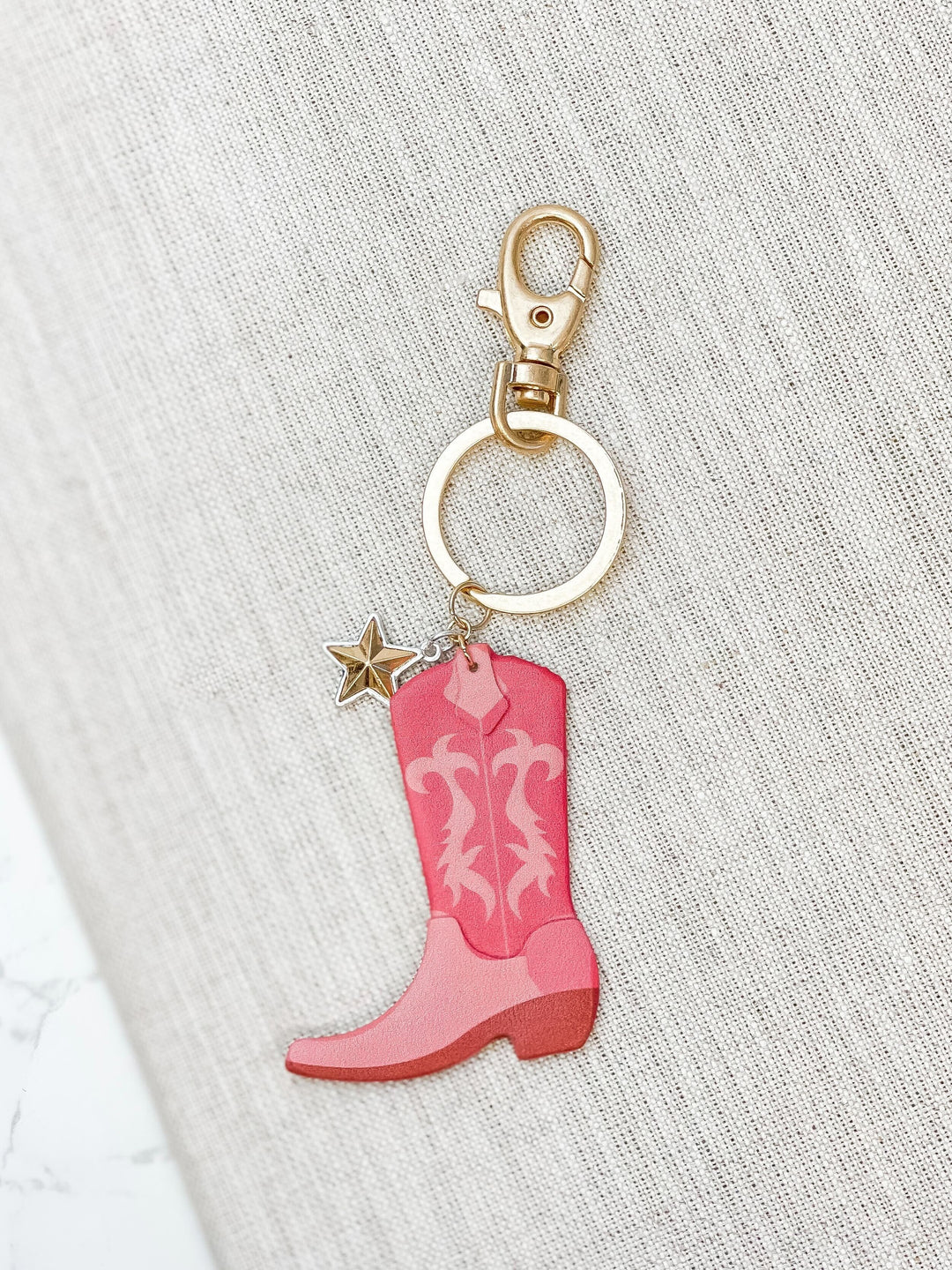 'Howdy' Pink Cowgirl Boot Keychain