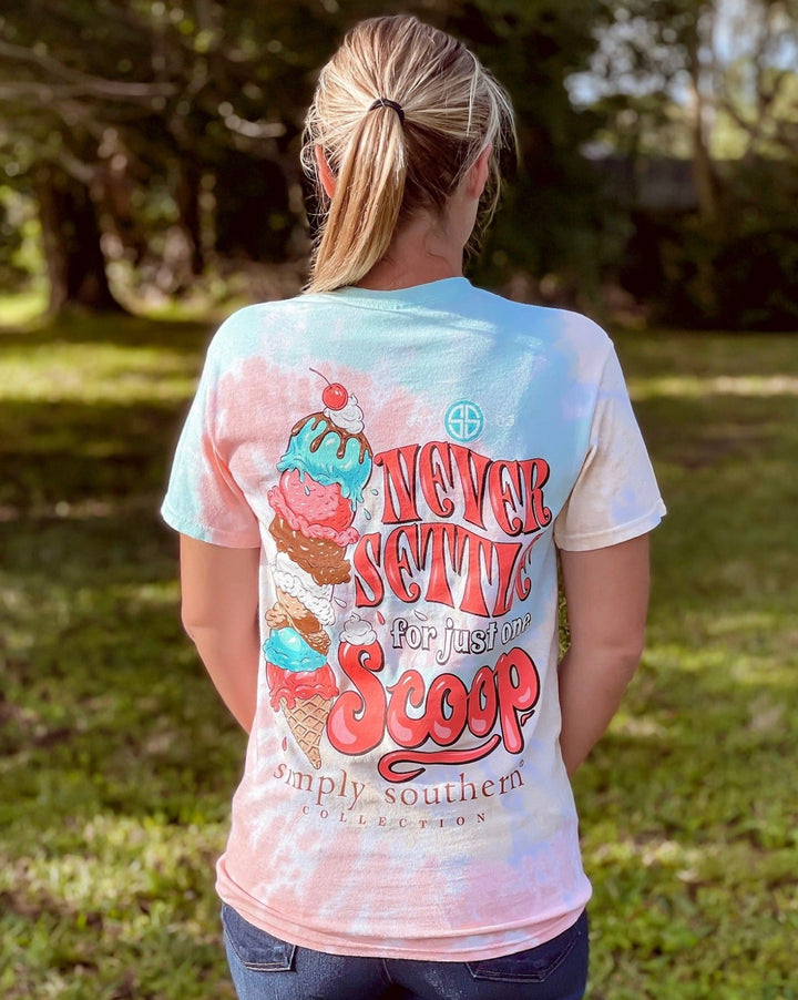 'Never Settle For Just One Scoop' Tie Dye Short Sleeve Tee by Simply Southern