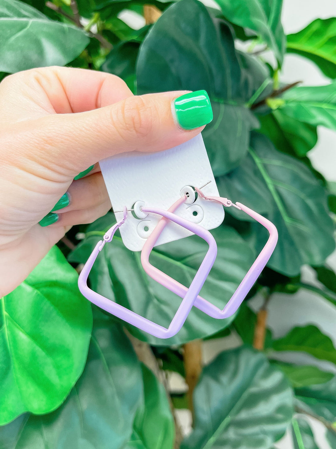 Lavender Ombre Square Hoop Earrings