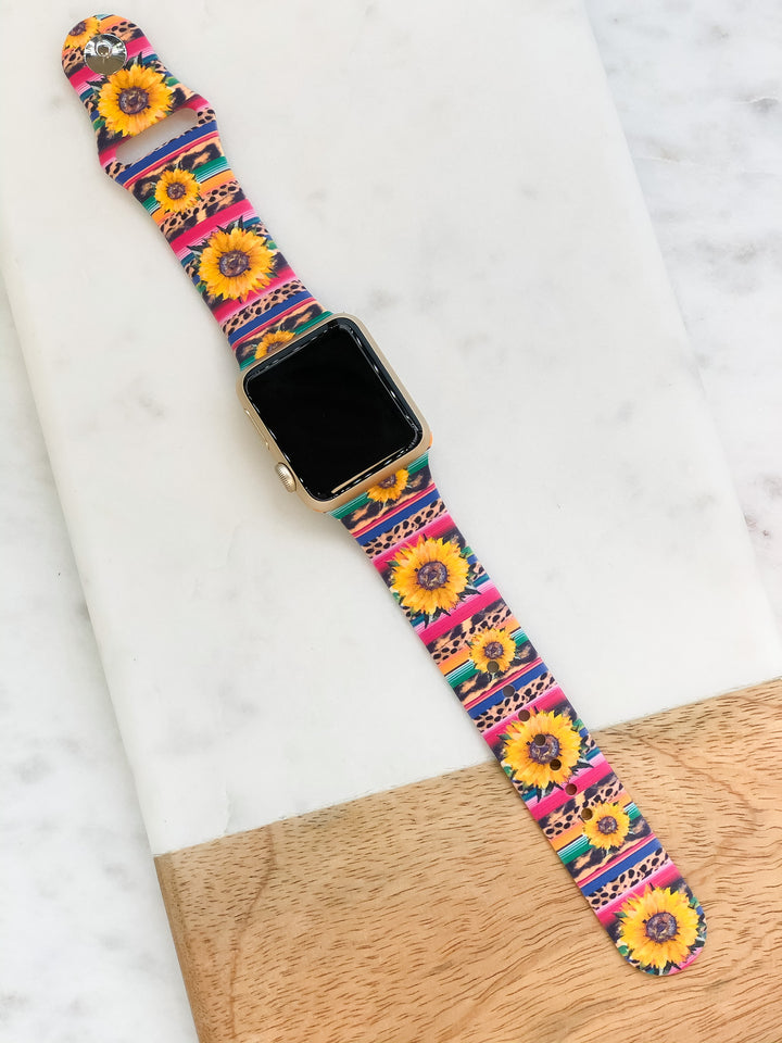 Sunflower Serape Silicone Watch Band