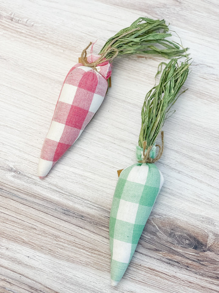 Pink Gingham Fabric Carrot