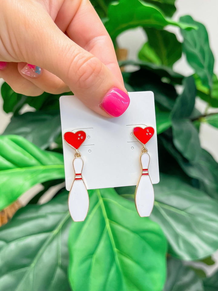 Love Bowling Enamel Dangle Earrings