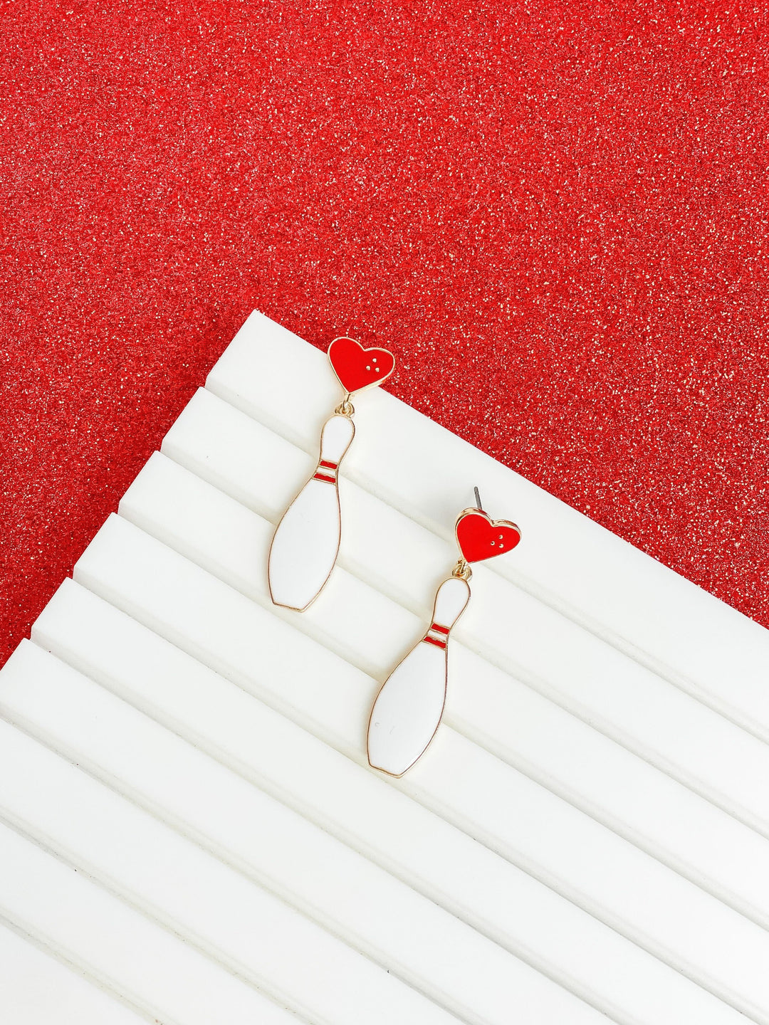 Love Bowling Enamel Dangle Earrings