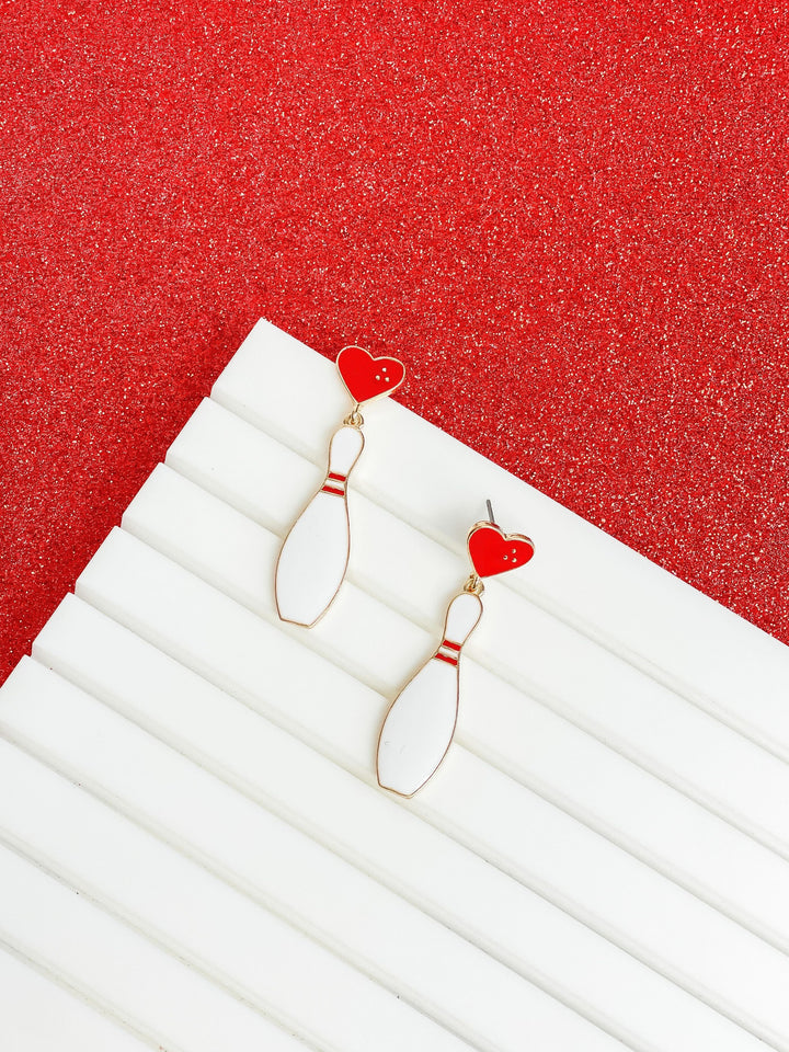 Love Bowling Enamel Dangle Earrings