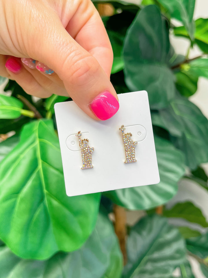 Glitzy Statue of Liberty Stud Earrings