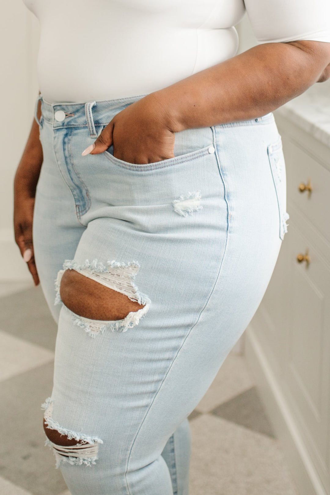 Super Light Destroyed Boyfriend Jeans by Judy Blue