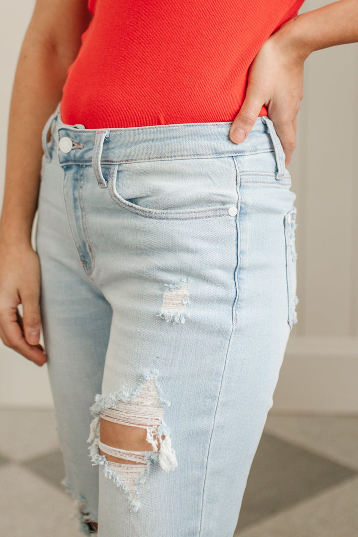 Super Light Destroyed Boyfriend Jeans by Judy Blue