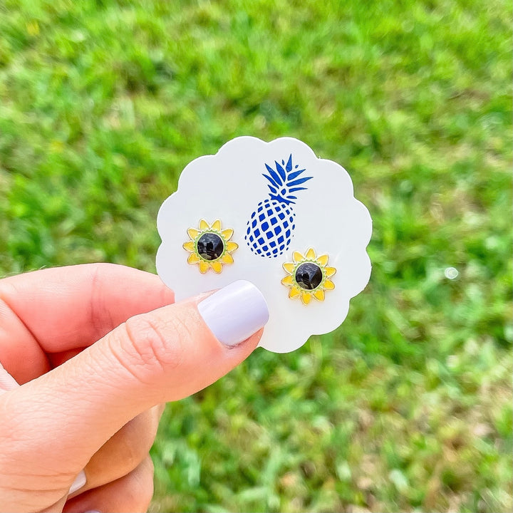 Sunflower Signature Enamel Studs by Prep Obsessed