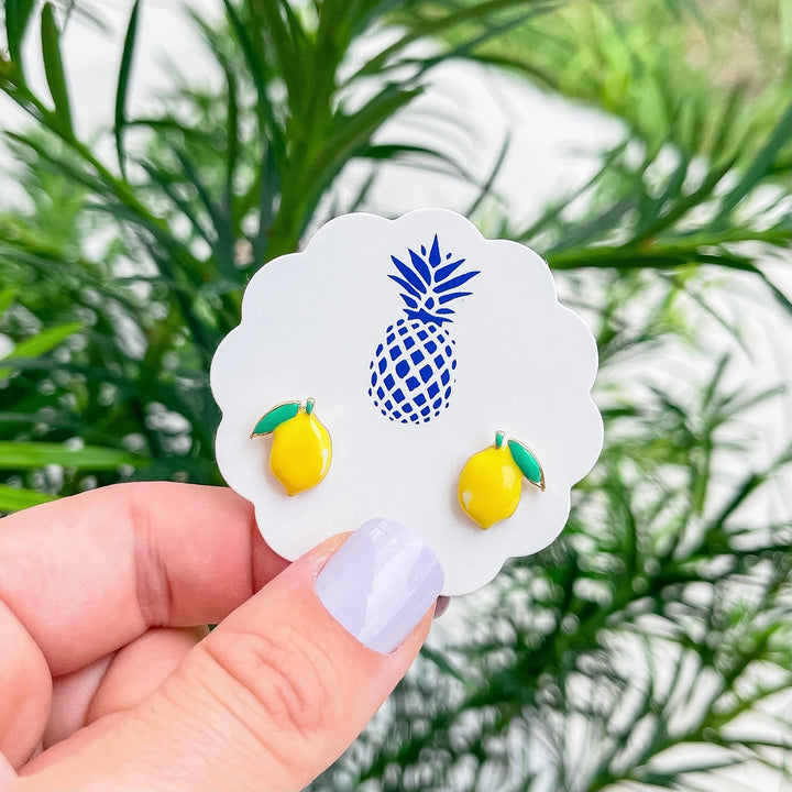 Lemon Signature Enamel Studs by Prep Obsessed