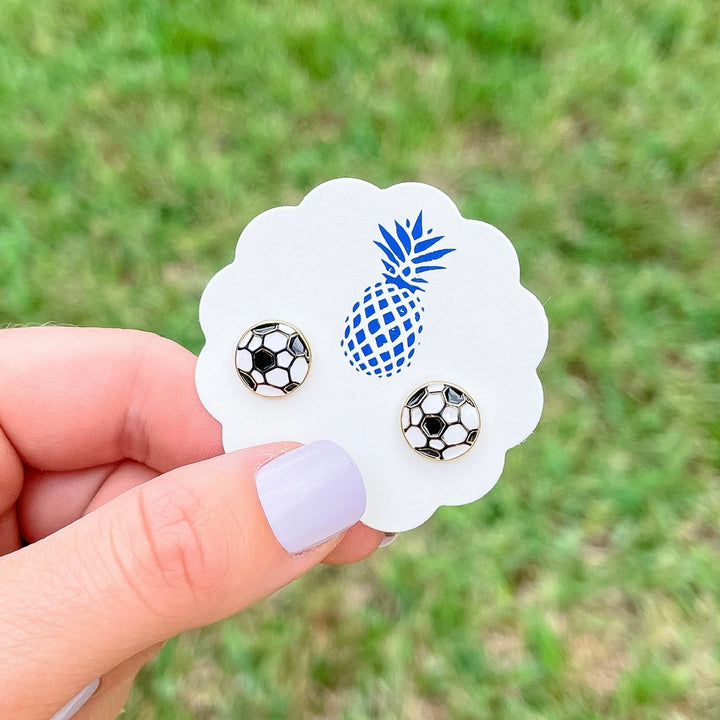 Soccer Ball Signature Enamel Studs by Prep Obsessed