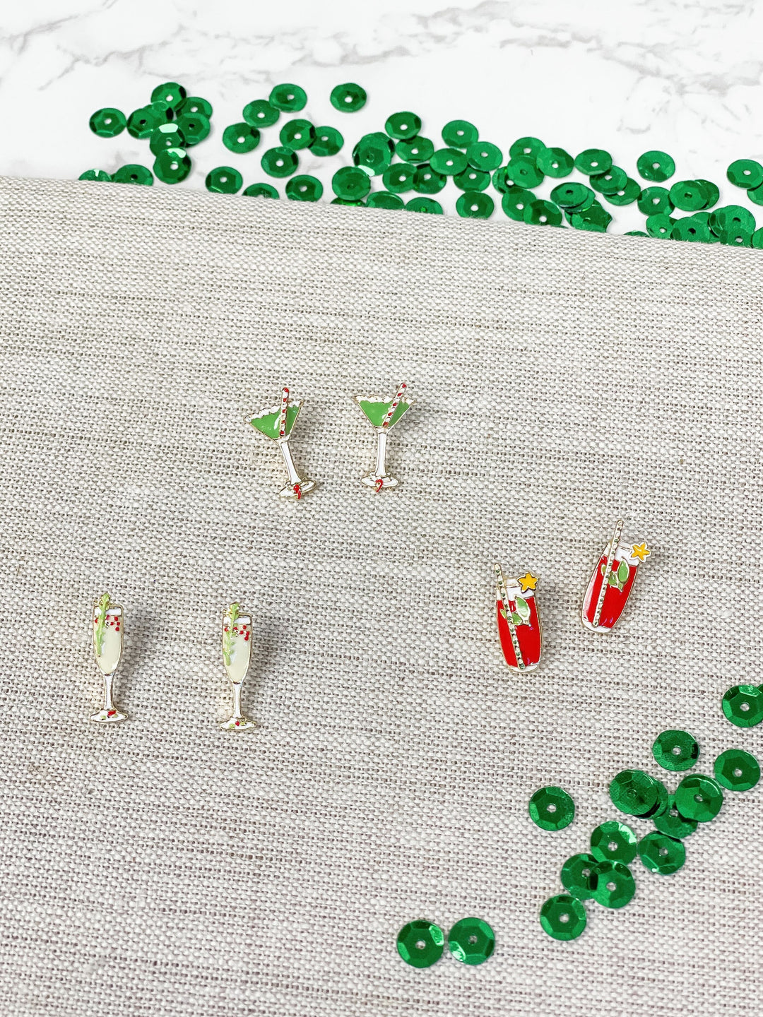 Christmas Martini Enamel Stud Earrings by Prep Obsessed