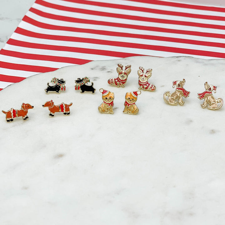 Christmas Scottie Signature Enamel Stud Earrings