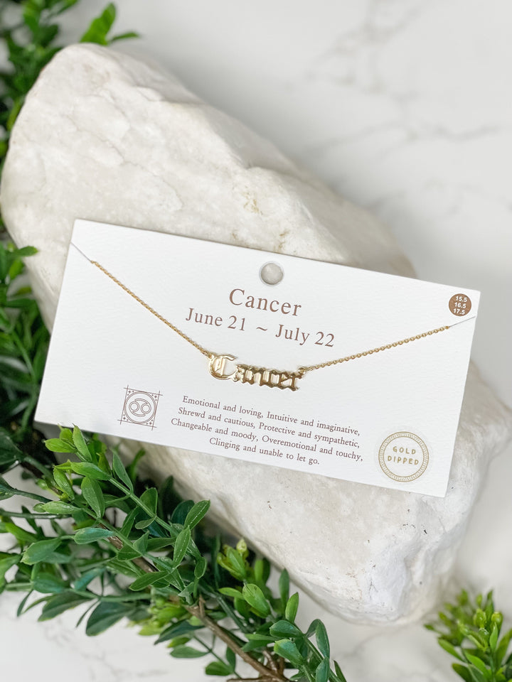 Gold Script Zodiac Necklaces