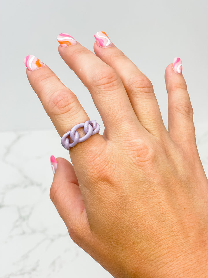 Chunky Chain Link Ring - Lavender