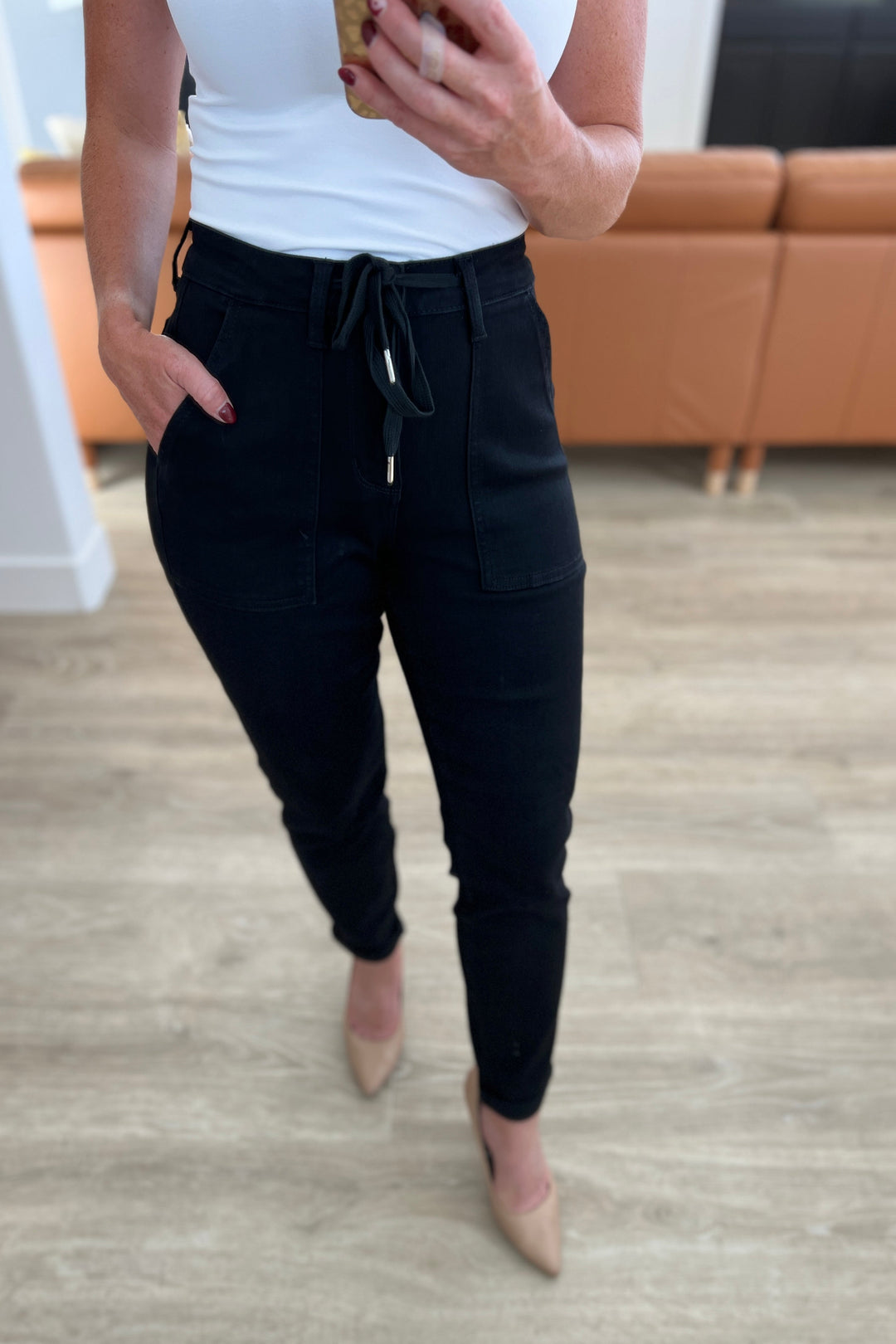 Carmen Double Cuff Joggers in Black by Judy Blue