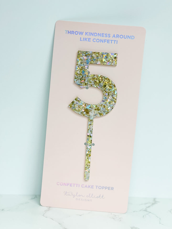 Numbers & Shapes Confetti Pearl Cake Toppers