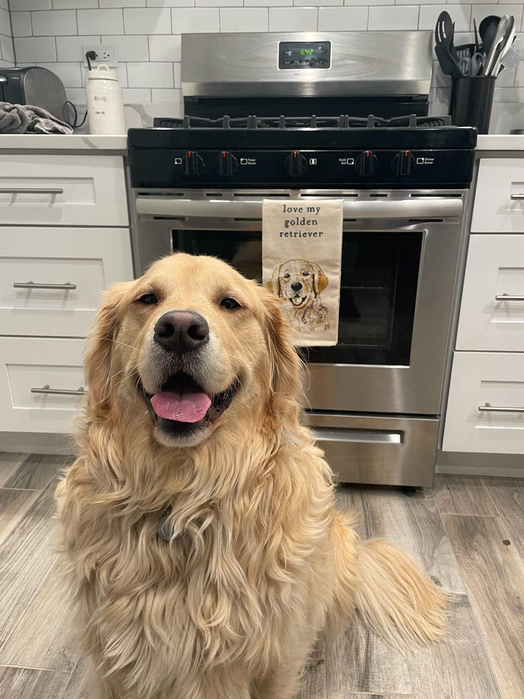 'Love My Golden Retriever' Dish Towel