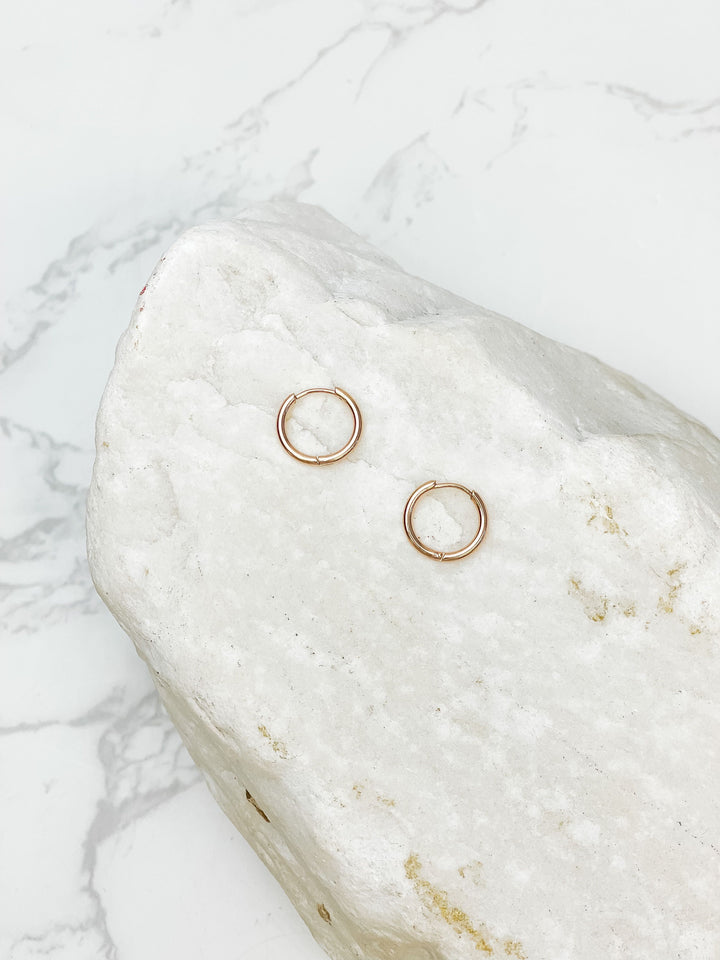 Stainless Steel Hoop Earrings - Rose Gold