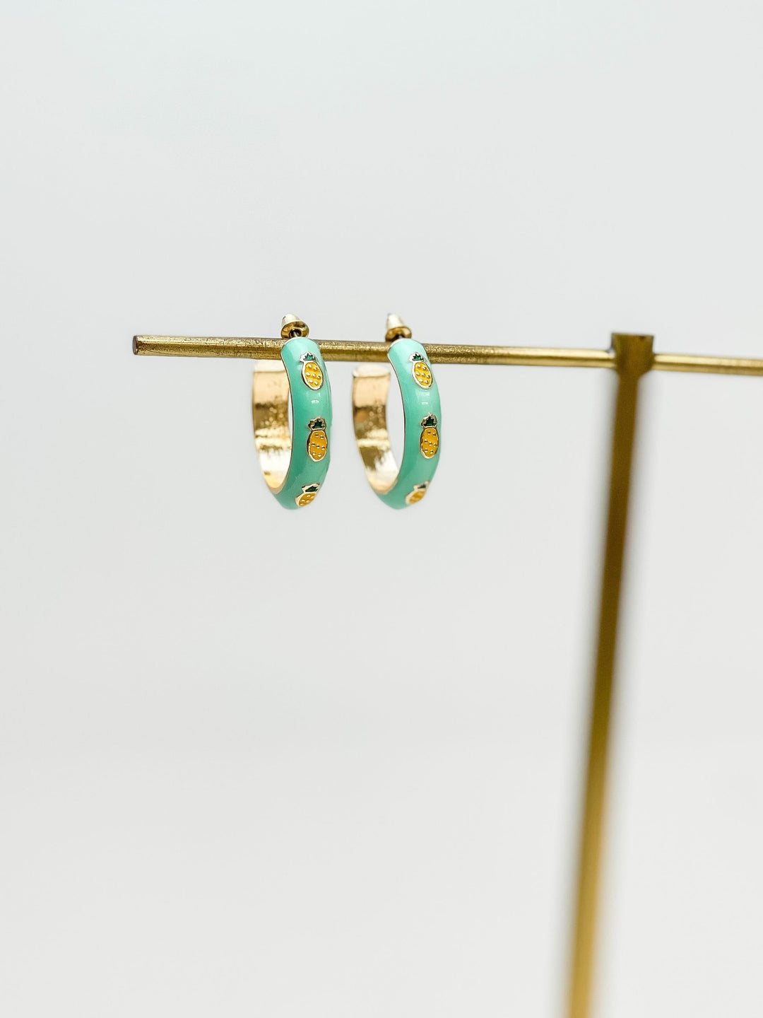 Pastel Pineapple Enamel Hoop Earrings